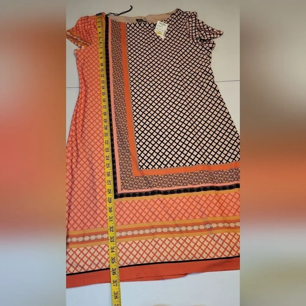 Musette Orange Design Allover Print Midi Dress NEW Women's Size 12